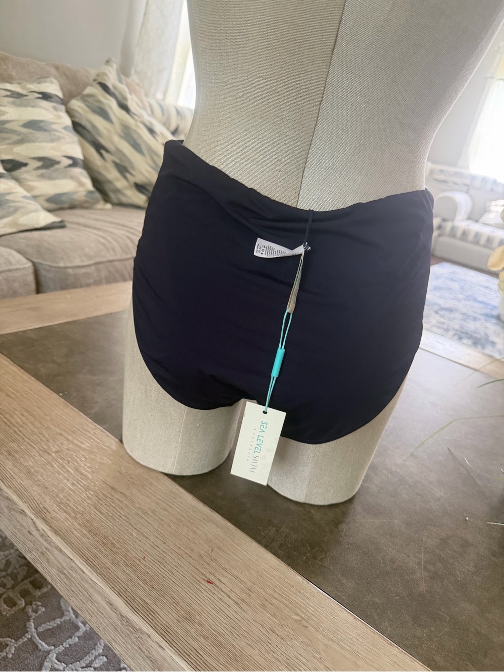 Sea level High Waist Gathered Side Swim Bottom night blue - Picture 6 of 9